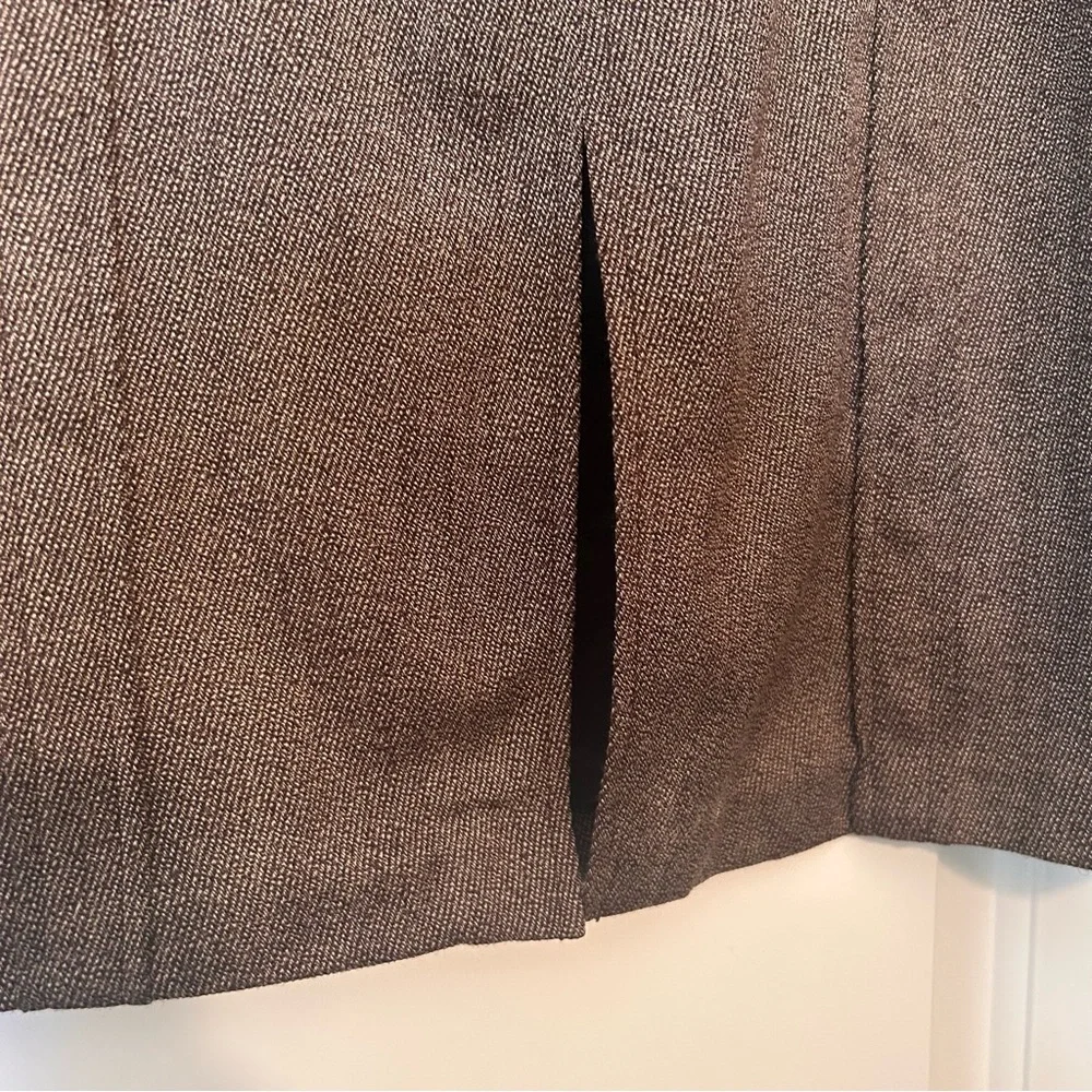 Calvin Klein Wool Blend Brown Herringbone Pencil Skirt Belt Loops Career Size 14